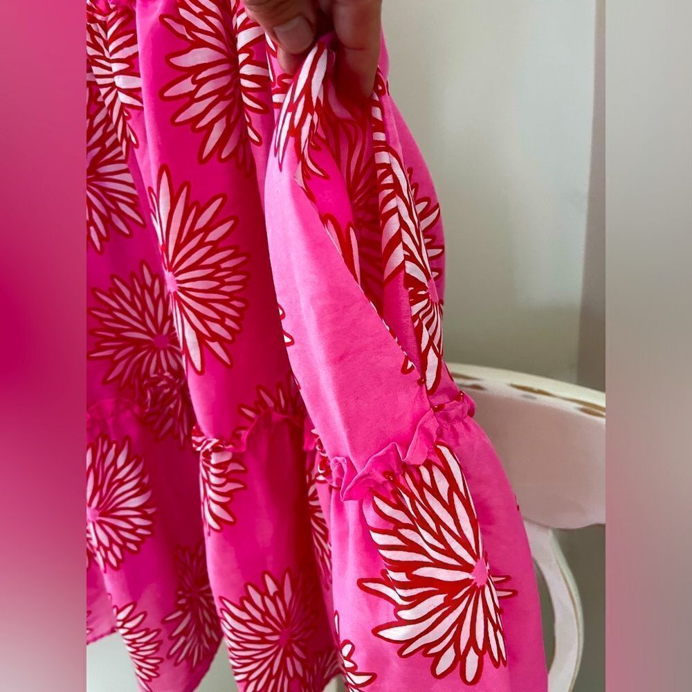 J.Marie Pink Sleeveless ruffle Dress with Floral Pattern; Size XS. Like New!! - Picture 6 of 8